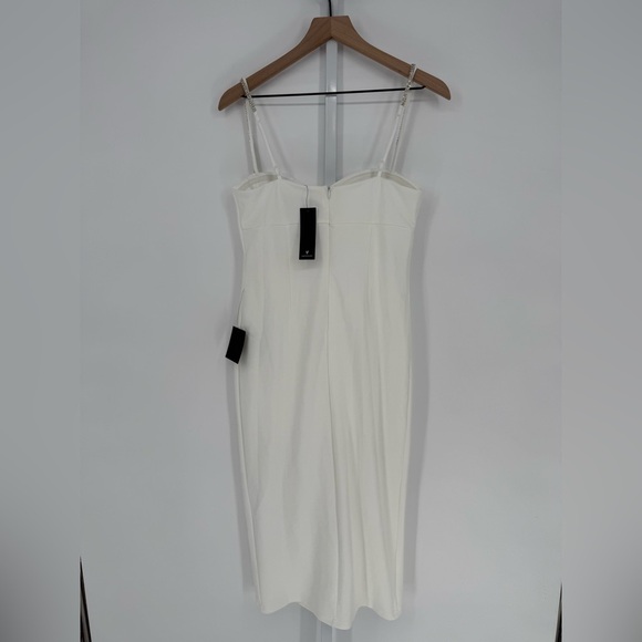 Lulus Upscale Flirt Ivory Rhinestone Sleeveless Bodycon Midi Dress Size L - Picture 10 of 10